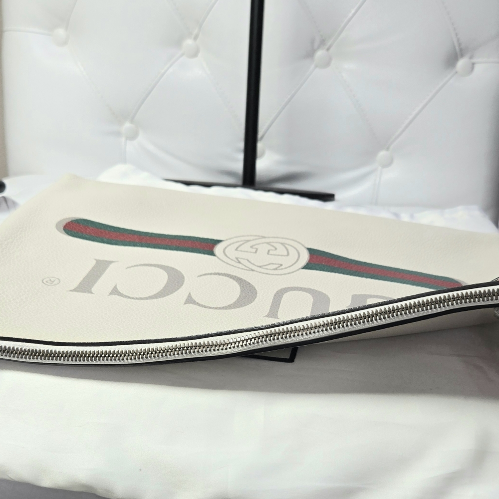 Gucci Cream Leather Pouch Bag. Large #Go2387230359 - Picture 3 of 4